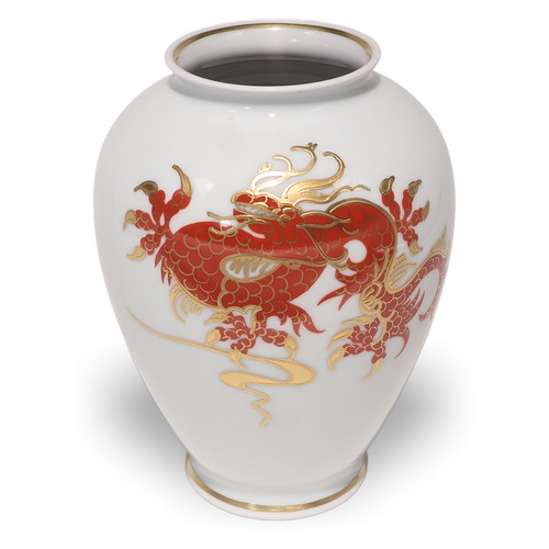 Wallendorf vase red dragon - wallendorf,
