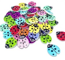 Wooden Ladybird Buttons x20 Sewing Embellishments 2 Hole Craft Pet Animal Fun 