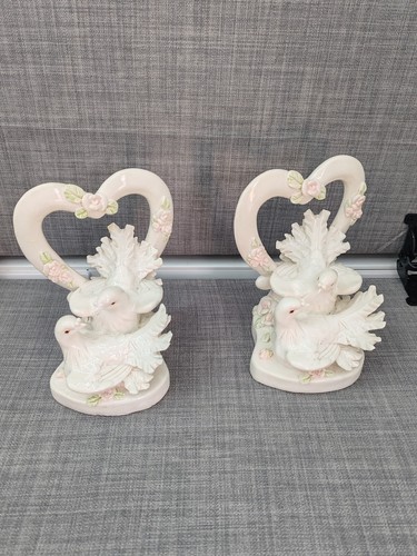 Pair vintage white ceramic - of,
