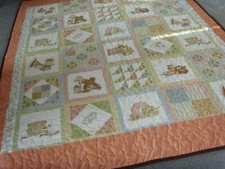 Handmade Patchwork Quilted  Cot Bed Throw / Playmat - 56" x 46"