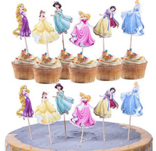 12 X Disney Princess Cake Picks,Cupcake Toppers Kids Birthday Party Decorations