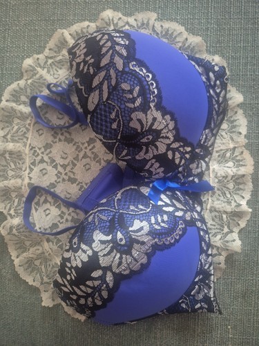 Bra blue with blk - bra, silver
