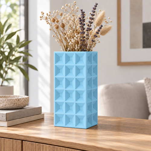 Geometric square vase 3x6 - geometric,
