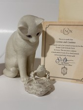 Lenox Ivory Cat Collection White w/ 24k Gold Curious & Cautious statue RETIRED
