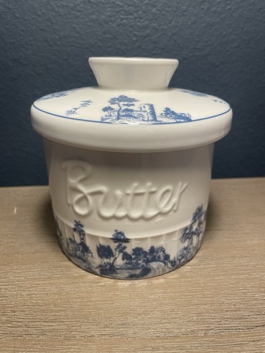 Blue white toile french - white,