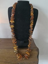 Antique,  Vintage Amber Knotted Necklace Will Mixed Amber Including Butterscotch