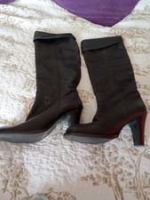 Dune Ladies Knee Length Boots Size 6 Black Leather 3.5 Heels FABULOUS QUALITY