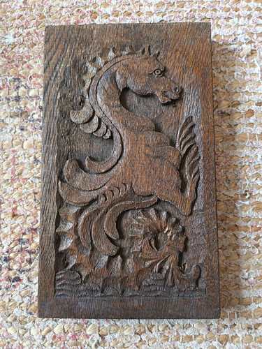 Antique carved oak mythical - antique,