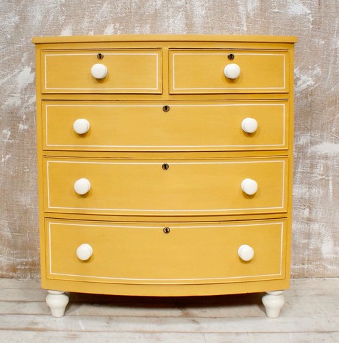 Victorian bow fronted chest - victorian,