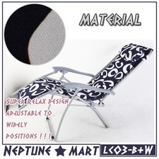 『NEPTUNE』Super New Folding Lounge Chair Beach Recliner With Pillow LC03 BLK &WHT