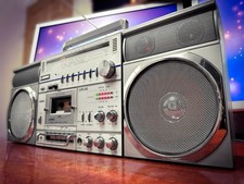 LASONIC LPC-82 SILVER ?RaRe? Vintage Stereo Cassette Boombox