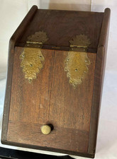 Antique Vintage Wooden Brass Coal Scuttle Box