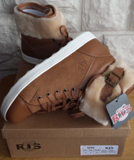 BNIB, RJ'S FUZZIES 'CHAMP' SHEEPSKIN TRIMMED BOOTS - U.K. SIZE 8.  RRP £135