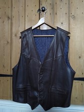 Vintage Men's Leather Waistcoat Gilet Unbranded (Size L)