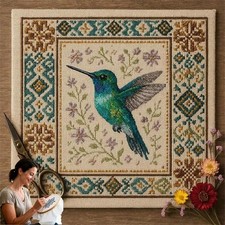 Hummingbird cross stitch - cross,