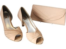 Jacques Vert Peep Toe Nude Heels and Clutch Set UK 6 Elegant Evening