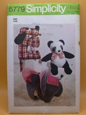 VTG 70s SIMPLICITY 5779 ELEPHANT+PANDA+DOG STUFFED TOY SEWING PATTERN