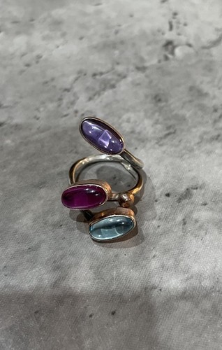 Multi colored gemstone ring - multi-colored,