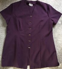 SIMON JERSEY Front Fastening Tunic PLUM Size 22 Beauty Spa Salon Beautician NEW