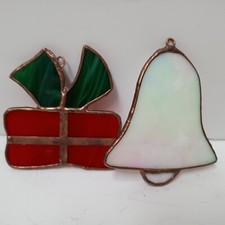 Stained Glass Christmas Tree Ornaments,Set Of 2 Vintage Sun Catcher Ornaments 