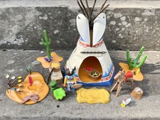 Vintage Playmobil Wigwam Native American Teepee 1989 Bundle