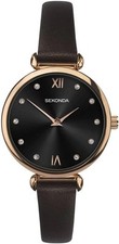 Sekonda Ladies Watch with Black Dial & Brown Strap 2785