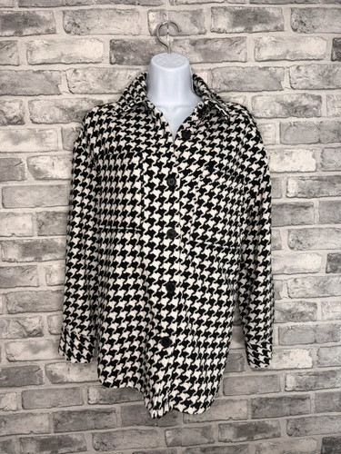 Black and white dogtooth print - black,