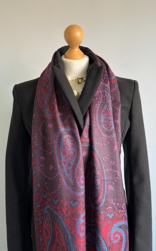 Black blue red scarf cashmere - blue, scarf,