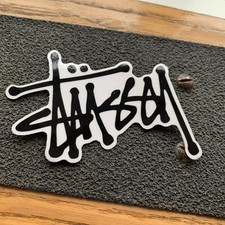 Medium 10cm Stussy OG tag Logo CLEAR BACKED Skateboard Sticker - 1990s