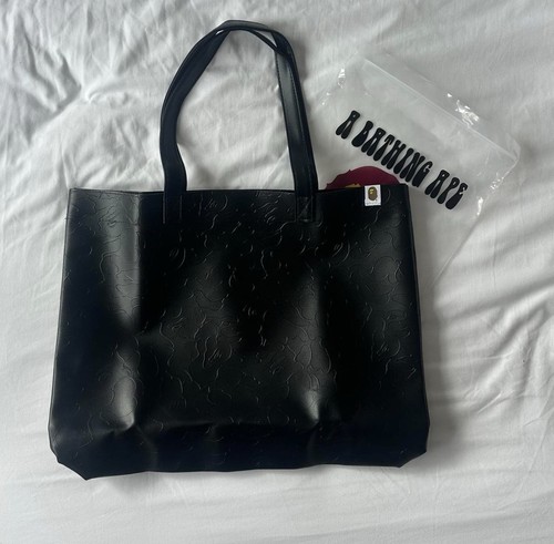 Bape black faux leather - black,