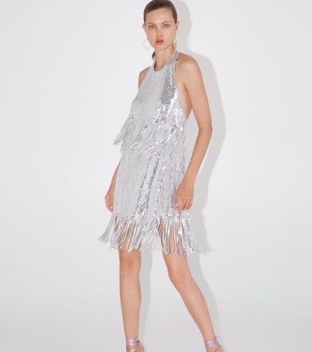 Zara silver sequin fringe - zara,