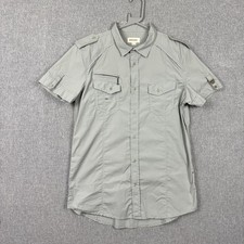 Diesel Shirt Mens XL Grey Short Sleeve Utility Military Epaulettes