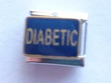 SILVER ITALIAN CHARM DIABETIC fits all classic design 9mm bracelet AA6