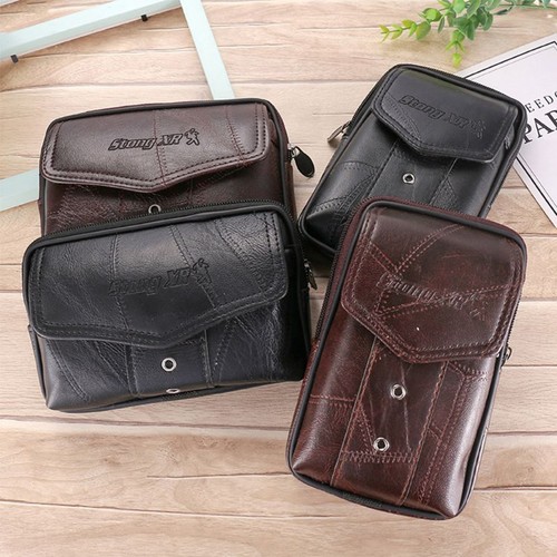 Vintage leather waist bag - leather,