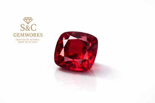 Red ruby corundum - cushion, cut