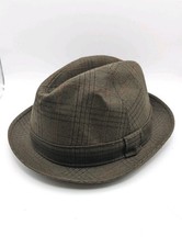 Vtg Dunn & Co. Checked Trilby Hat Dark Brown 58cm (7 1/8") Duraform Wool Mix