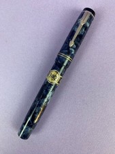 The Unique Fountain Pen 14ct Fine Nib Lever Fill Blue Marble Vintage Shop Stock
