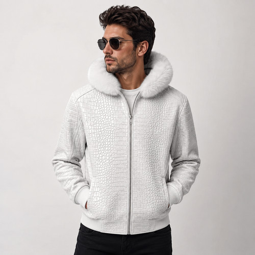 Men lambskin leather - men’s, croc