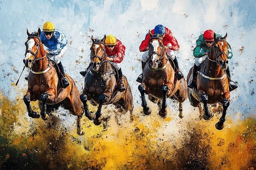 Horse racing canvas picture - horse,