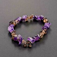 Natural Mens Ladies Amethyst Gemstone Chip Stretch Bracelet Chakra Healing UK