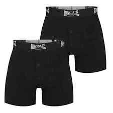 MENS BLACK 2 PACK LONSDALE BOXER SHORTS UNDERWEAR BUTTON FLY VARIOUS SIZES 