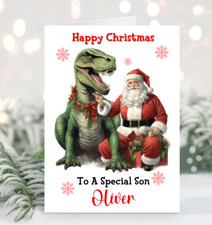 Dinosaur Christmas Card Boys
