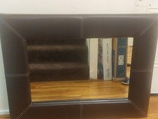 Large black leather decorative mirror frame
