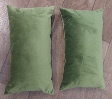 2 X M&S GREEN VELVET RECTANGLE CUSHIONS 50CM X 28CM CG I04