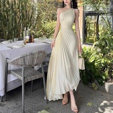 Women One Shoulder Plated Maxi