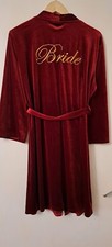 Wedding  Robe Bride Sleepwear Dressing Gown Bathrobe Velvet XL