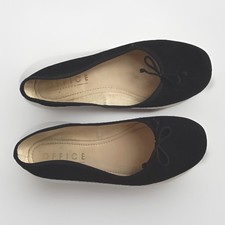 Size 39 Office Ballerina Flats Black Suede Used Good Condition