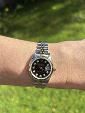 Rolex 79173 Oyster Perpetual Datejust Women's Watch Black Diamond Dial Jubilee