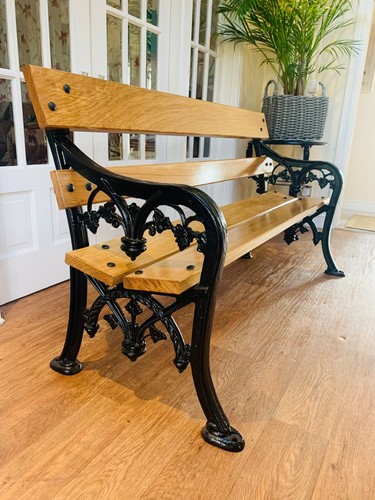 Cast iron garden bench oak - iron,
