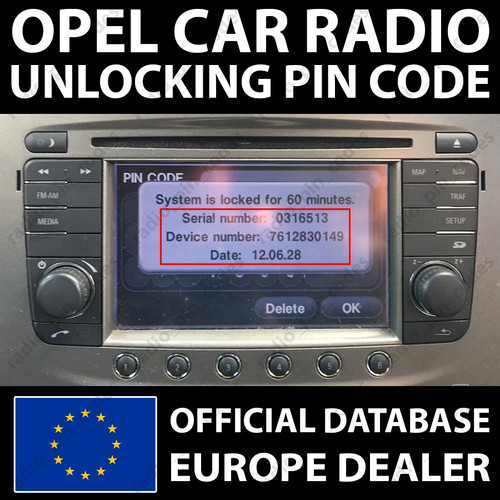 Opel radio pin - pin, unlock